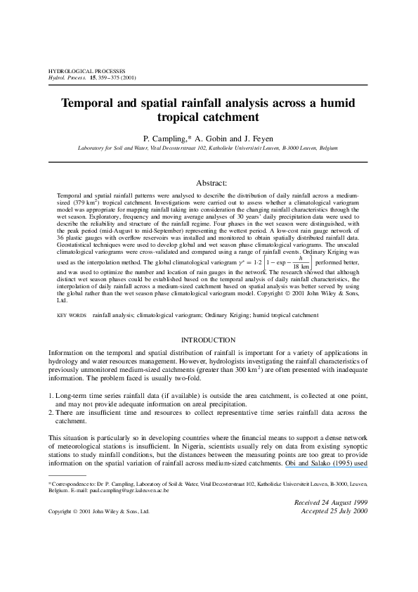 (PDF) Temporal and spatial rainfall analysis across a humid tropical ...