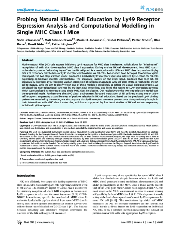 (PDF) Probing Natural Killer Cell Education by Ly49 Receptor Expression ...