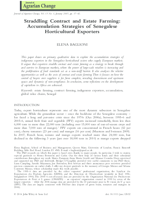 (PDF) Straddling Contract and Estate Farming: Accumulation Strategies ...