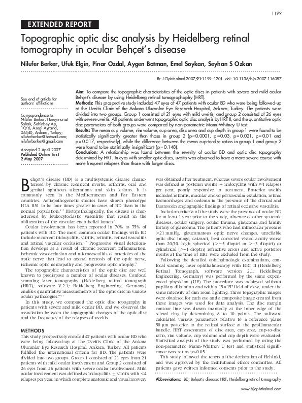 (PDF) Topographic optic disc analysis by Heidelberg retinal tomography ...