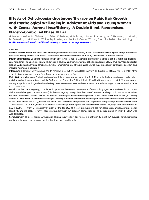 (PDF) Effects of Dehydroepiandrosterone Therapy on Pubic Hair Growth