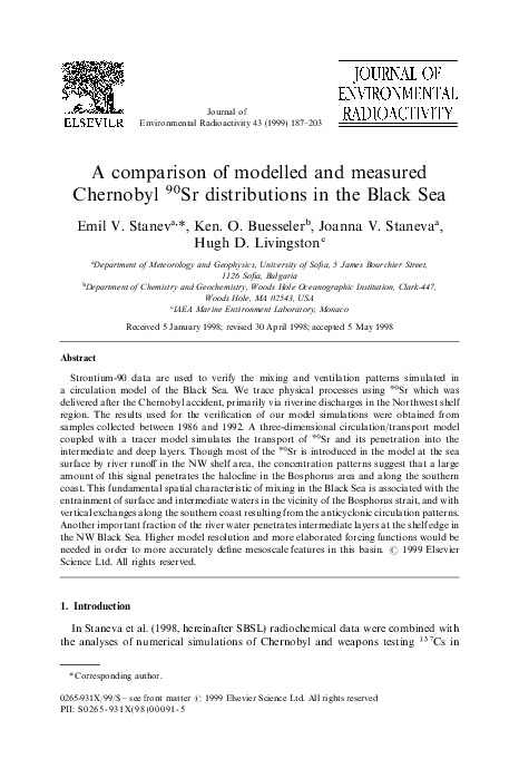 (PDF) A comparison of modelled and measured Chernobyl 90Sr ...