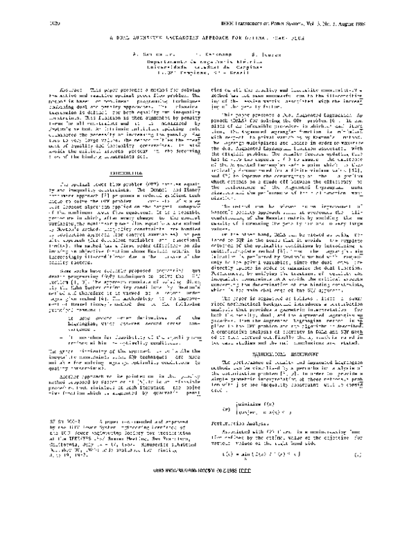 (PDF) A dual augmented Lagrangian approach for optimal power flow