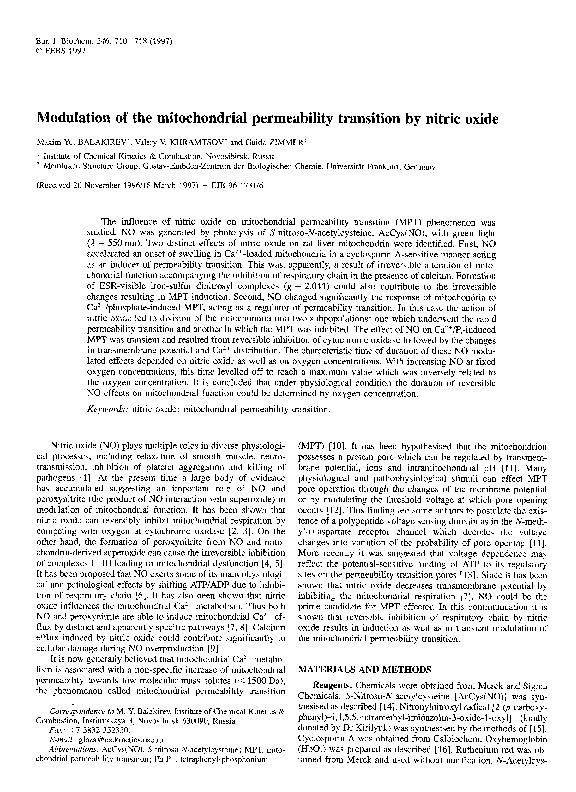 (PDF) Modulation of the Mitochondrial Permeability Transition Pore of ...