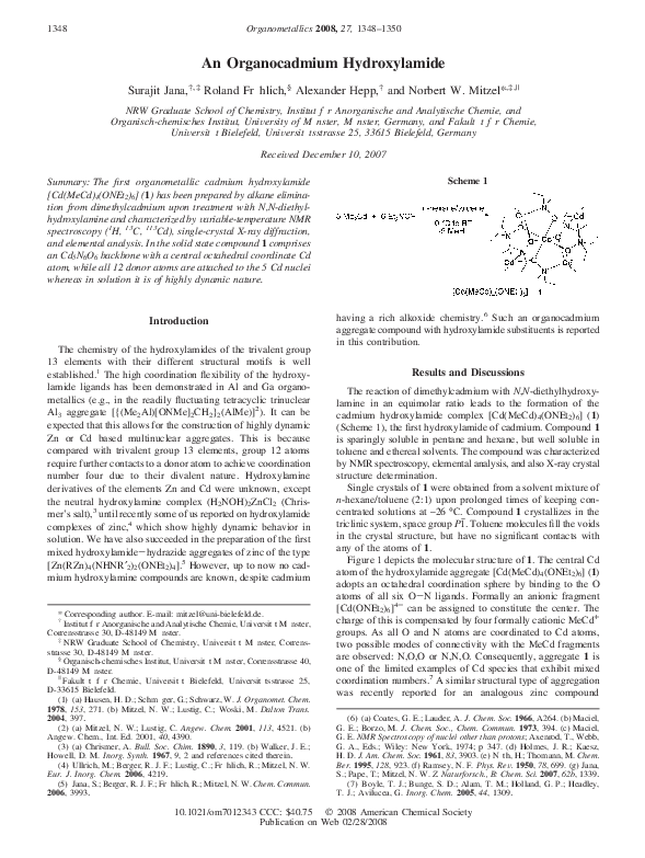(PDF) An Organocadmium Hydroxylamide