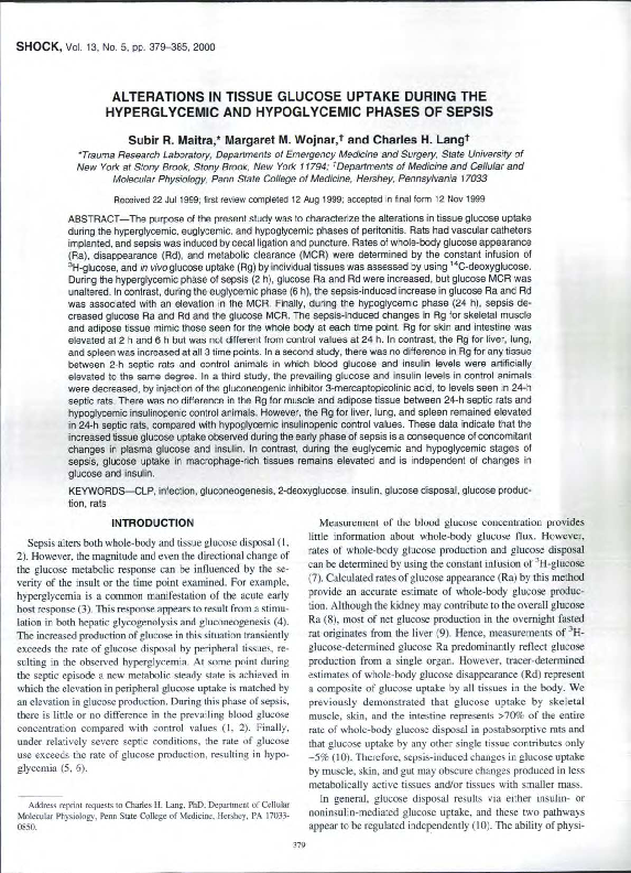 (PDF) Alterations in Tissue Glucose Uptake During the Hyperglycemic and ...