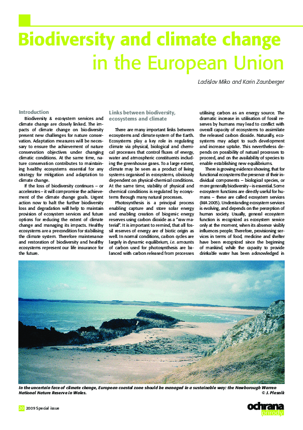 (PDF) Biodiversity and climate change in the European Union