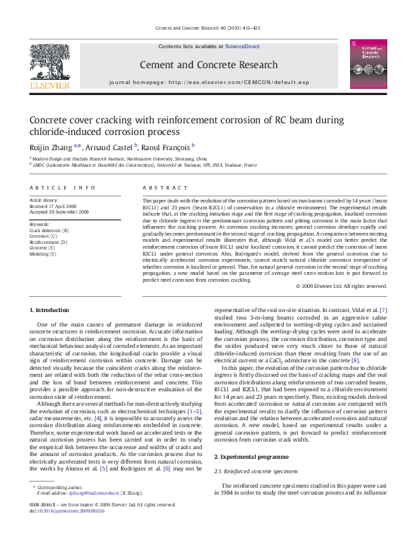 (PDF) Concrete cover cracking with reinforcement corrosion of RC beam