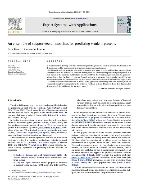 (PDF) An ensemble of support vector machines for predicting virulent ...