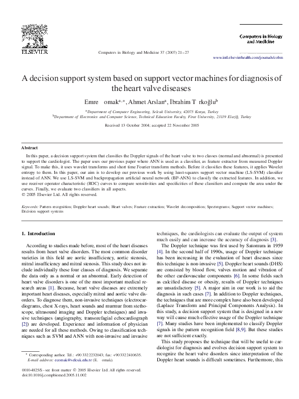 (PDF) A decision support system based on support vector machines for ...