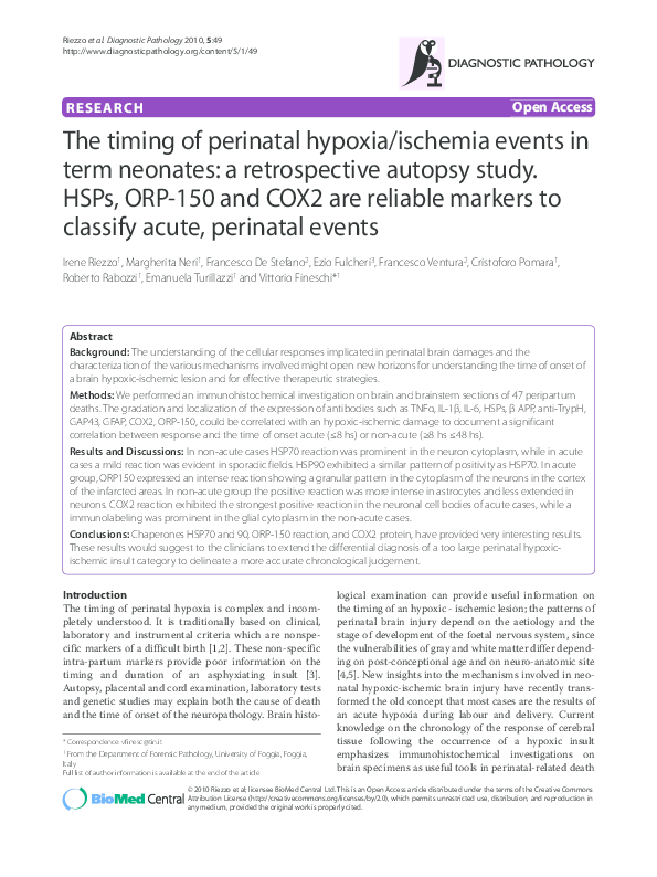 (PDF) The timing of perinatal hypoxia/ischemia events in term neonates ...