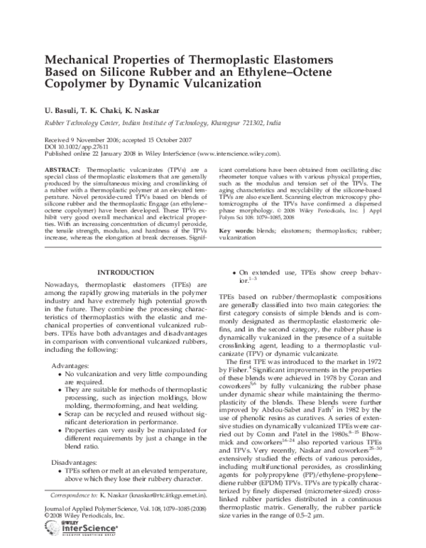(PDF) Mechanical properties of thermoplastic elastomeric blends of
