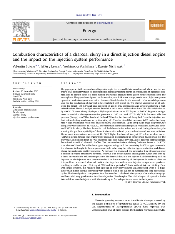 (PDF) Combustion characteristics of a charcoal slurry in a direct