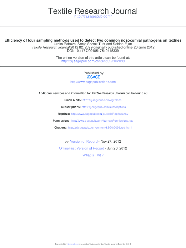 (PDF) Efficiency of four sampling methods used to detect two common ...
