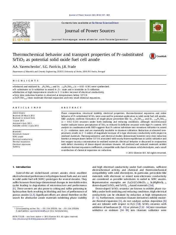 (PDF) Thermochemical behavior and transport properties of Pr ...