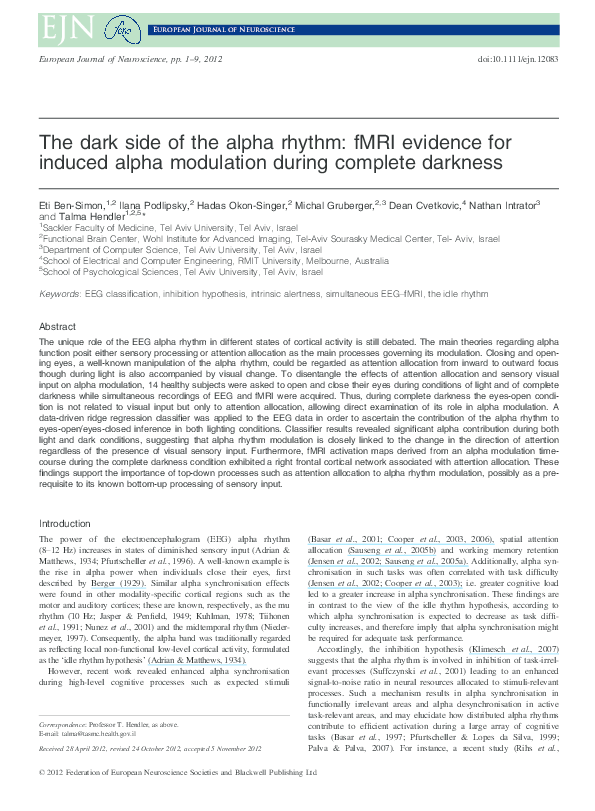 (PDF) The dark side of the alpha rhythm: fMRI evidence for induced ...