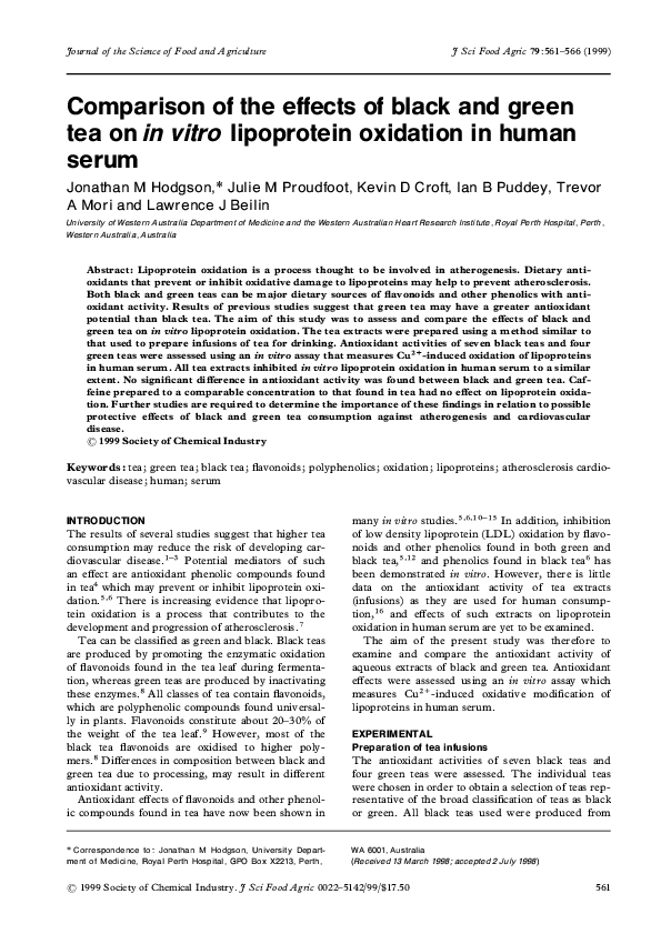 (PDF) Comparison of the effects of black and green tea onin vitro ...