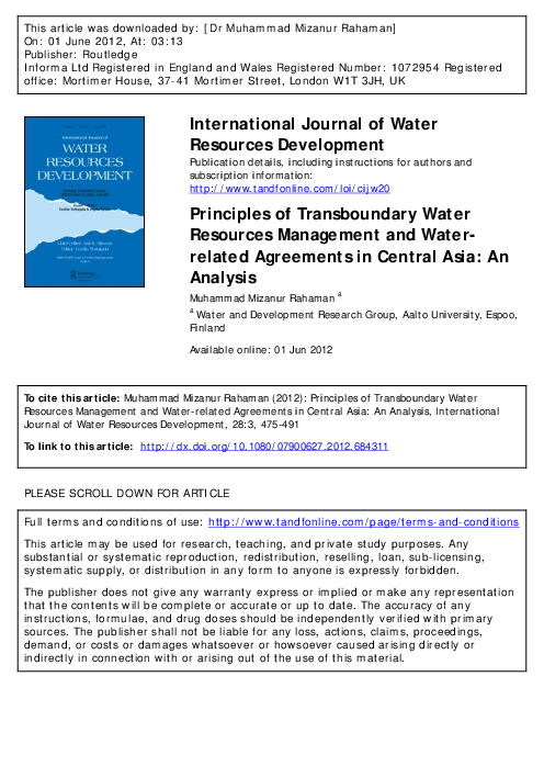 (PDF) Principles of Transboundary Water Resources Management and Water ...