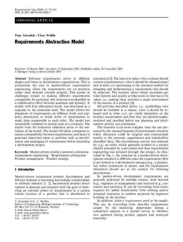 (PDF) Requirements Abstraction Model