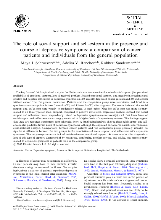 (PDF) The role of social support and self-esteem in the presence and ...