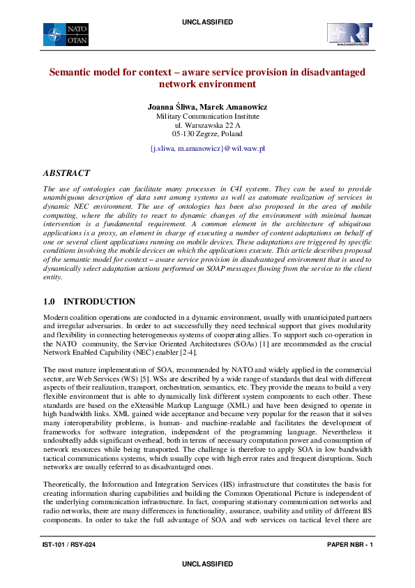 (PDF) Semantic Model for Context Aware Service Provision in ...