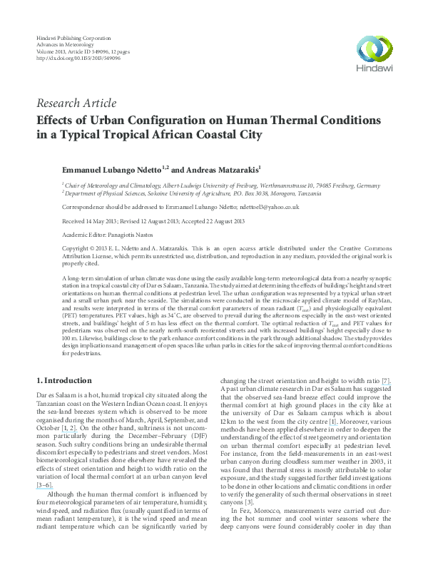 (PDF) Effects of Urban Configuration on Human Thermal Conditions in a ...