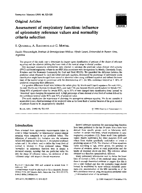 (PDF) Assessment of respiratory function: influence of spirometry ...