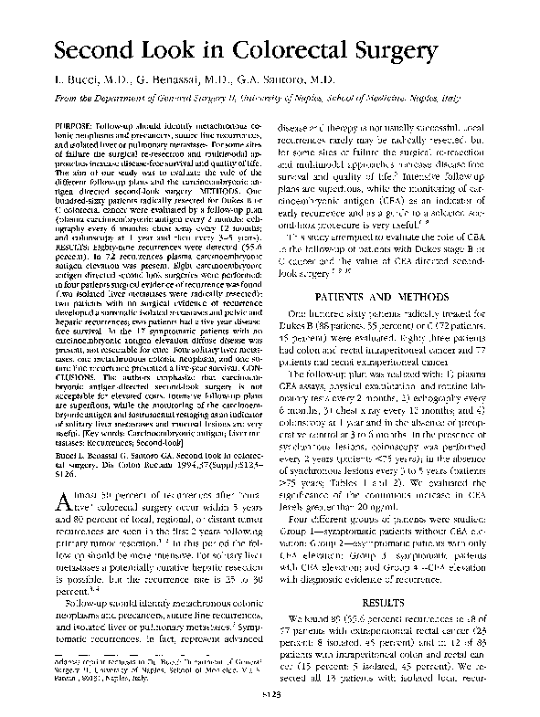 (PDF) Second look in colorectal surgery