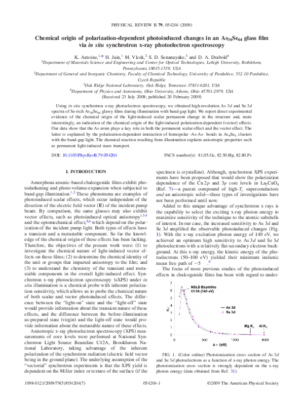 (PDF) Chemical origin of polarization-dependent photoinduced changes in ...