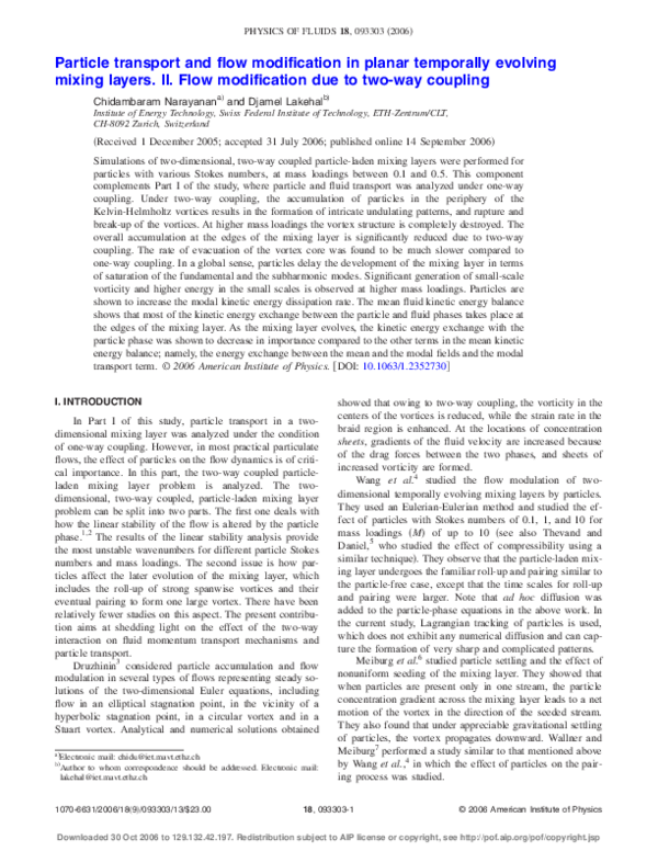 (PDF) Particle transport and flow modification in planar temporally ...
