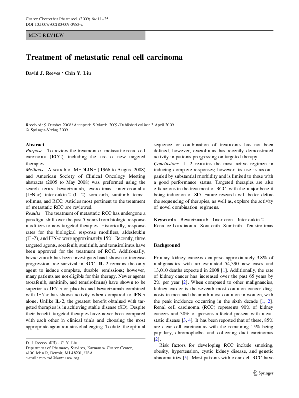 (PDF) Treatment of metastatic renal cell carcinoma
