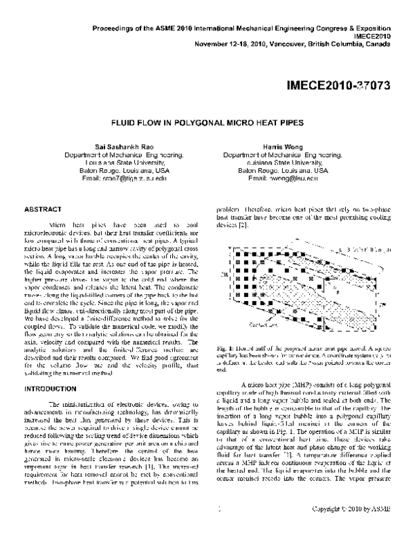 (PDF) Fluid Flow in Polygonal Micro Heat Pipes