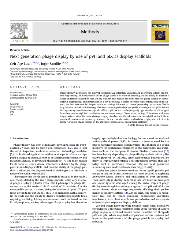 (PDF) Next generation phage display by use of pVII and pIX as display ...