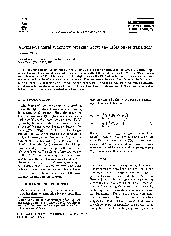 (PDF) Anomalous chiral symmetry breaking above the QCD phase transition
