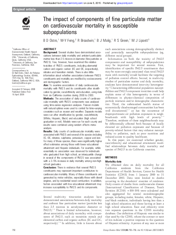 (PDF) The impact of components of fine particulate matter on ...