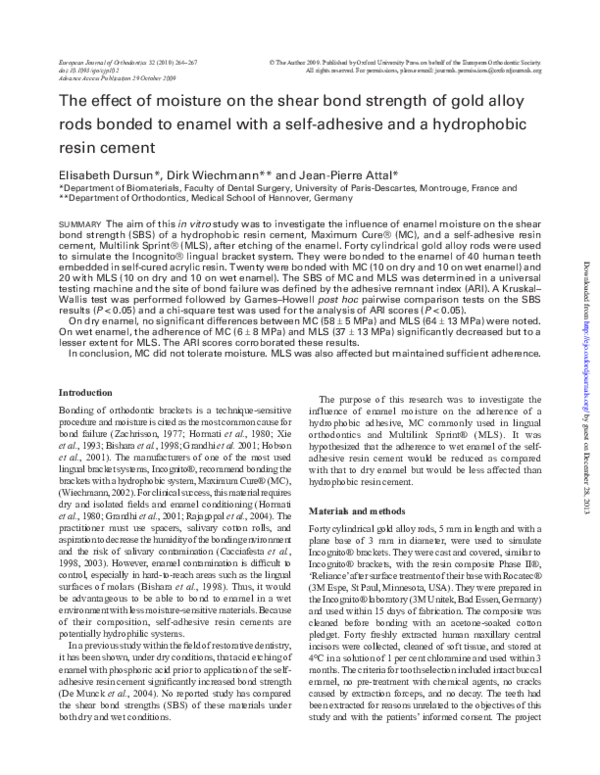 (PDF) The effect of moisture on the shear bond strength of gold alloy ...