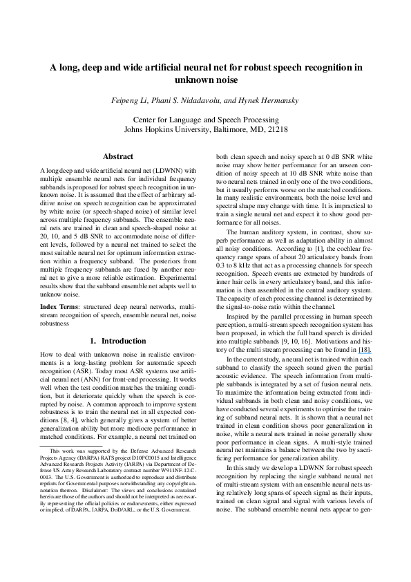 (PDF) A long, deep and wide artificial neural net for robust speech ...