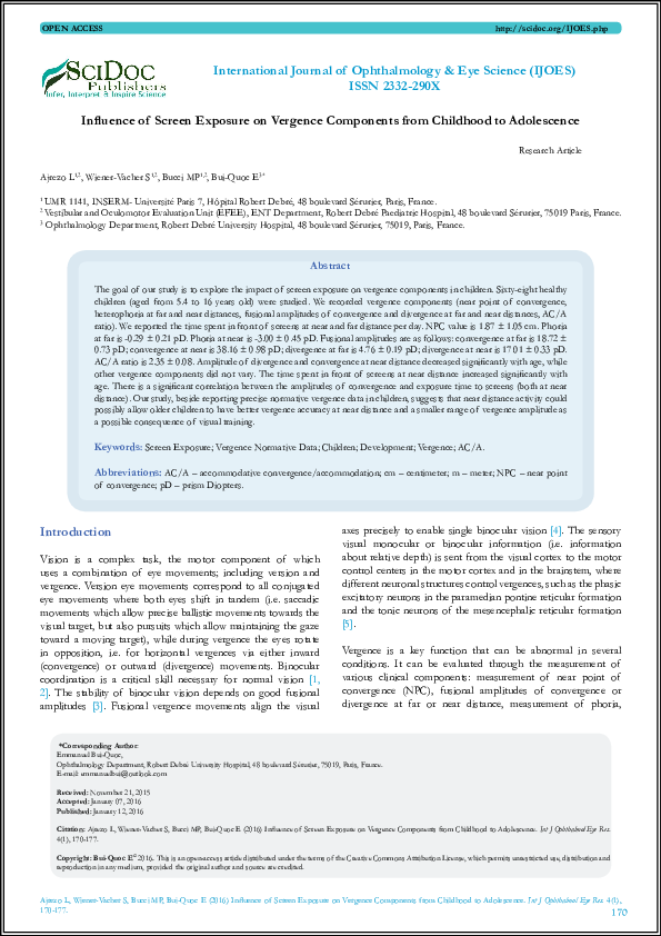 (PDF) Influence of Screen Exposure on Vergence Components from ...