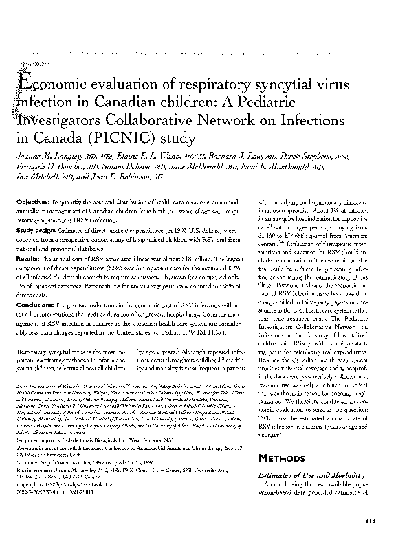 (PDF) Economic evaluation of respiratory syncytial virus infection in ...
