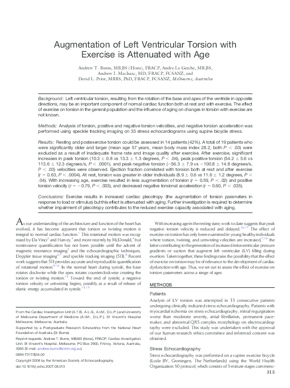 (PDF) Augmentation of Left Ventricular Torsion with Exercise is ...
