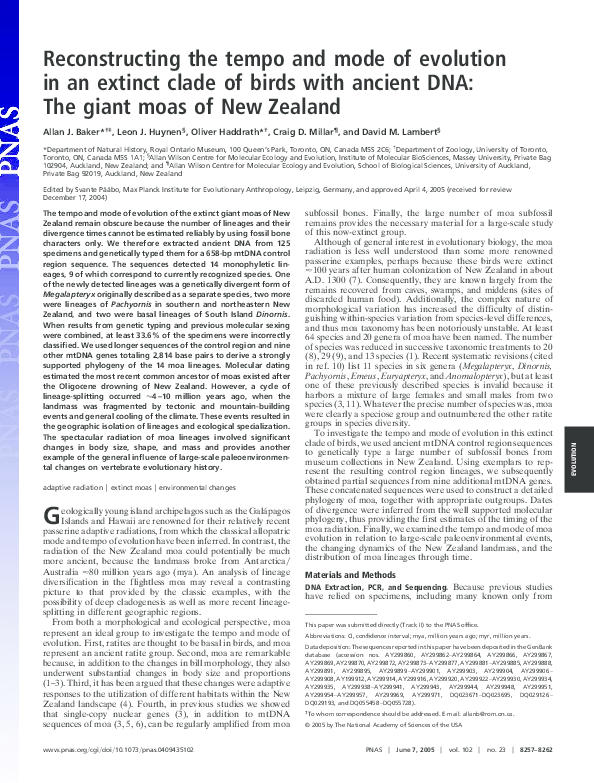 (PDF) Reconstructing the tempo and mode of evolution in an extinct ...