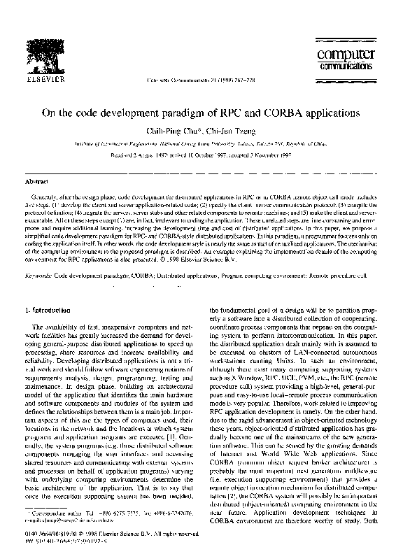 (PDF) On the code development paradigm of RPC and CORBA applications
