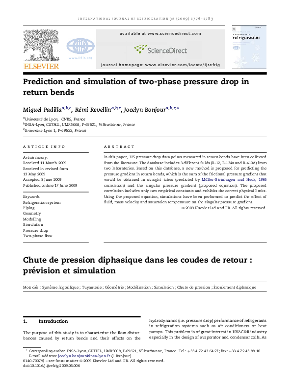 (PDF) Prediction and simulation of two-phase pressure drop in return bends