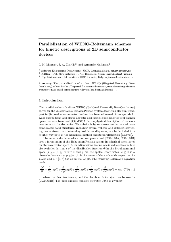 (PDF) Parallelization of WENOBoltzmann schemes for