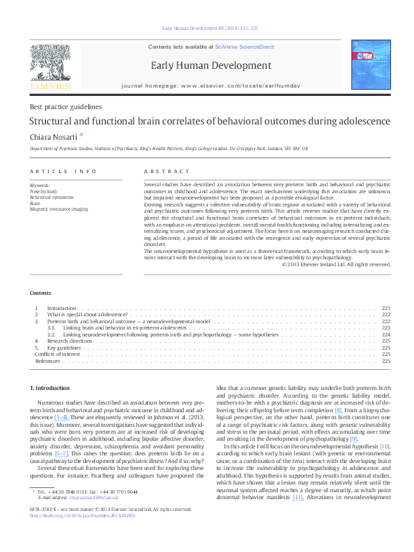 (PDF) Structural and functional brain correlates of behavioral outcomes ...