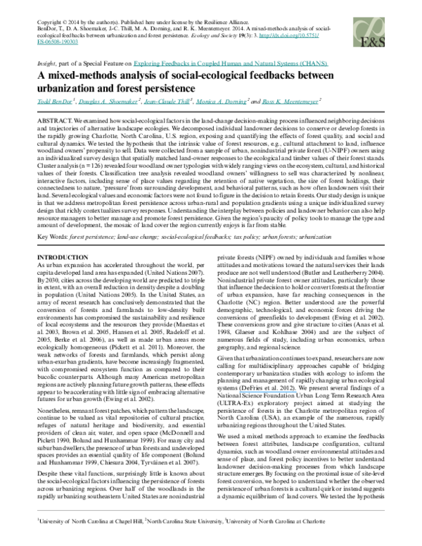 (PDF) Forest area characteristics for metropolitan and nonmetropolitan ...