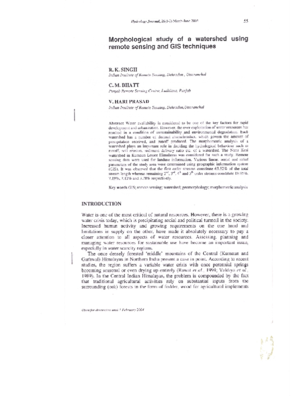 (PDF) Morphological study of a watershed using remote sensing and GIS ...