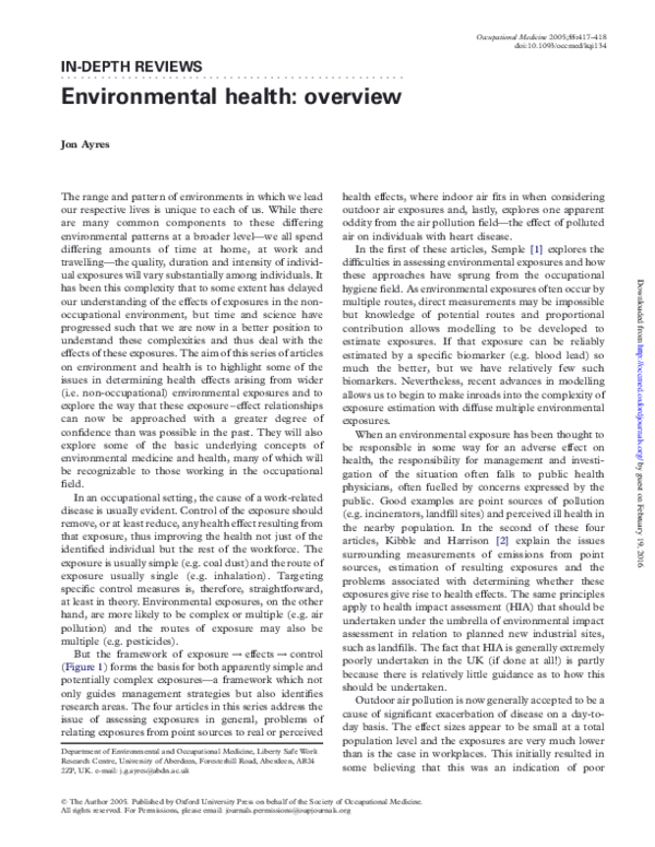 (PDF) Environmental health: overview