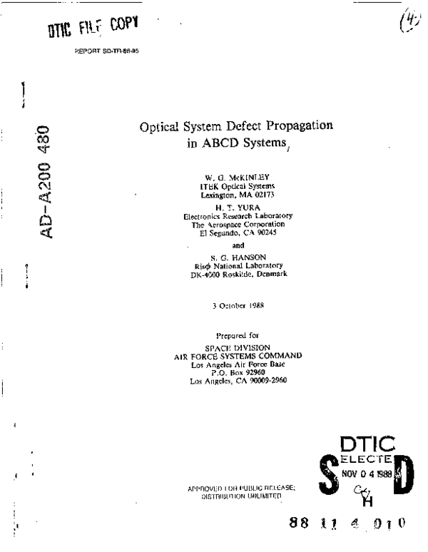 (PDF) Optical system defect propagation in ABCD systems