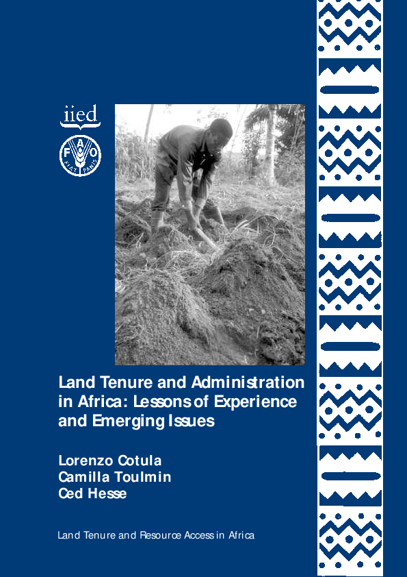 (PDF) Land tenure and administration in Africa: lessons of experience and